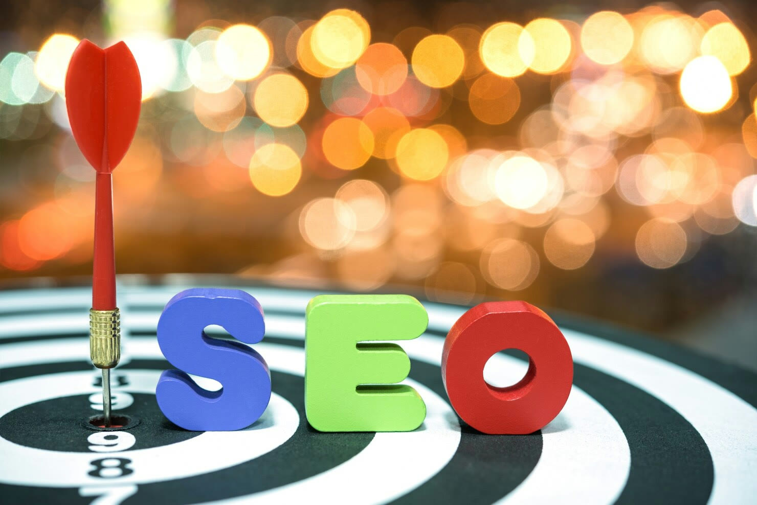 SEO letters on a target board